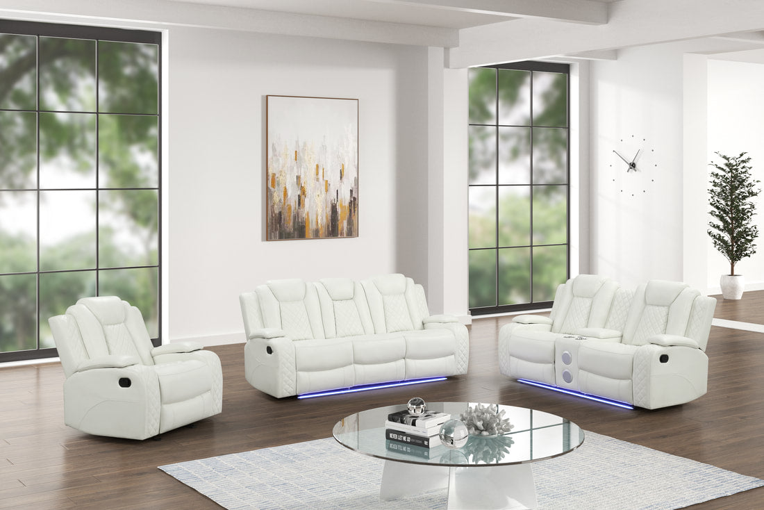 Juego de 3 sillones reclinables Luz White