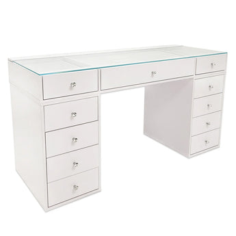SlayStation Naomi Vanity Table with Glass Tabletop + 4 Drawer Units Bundle