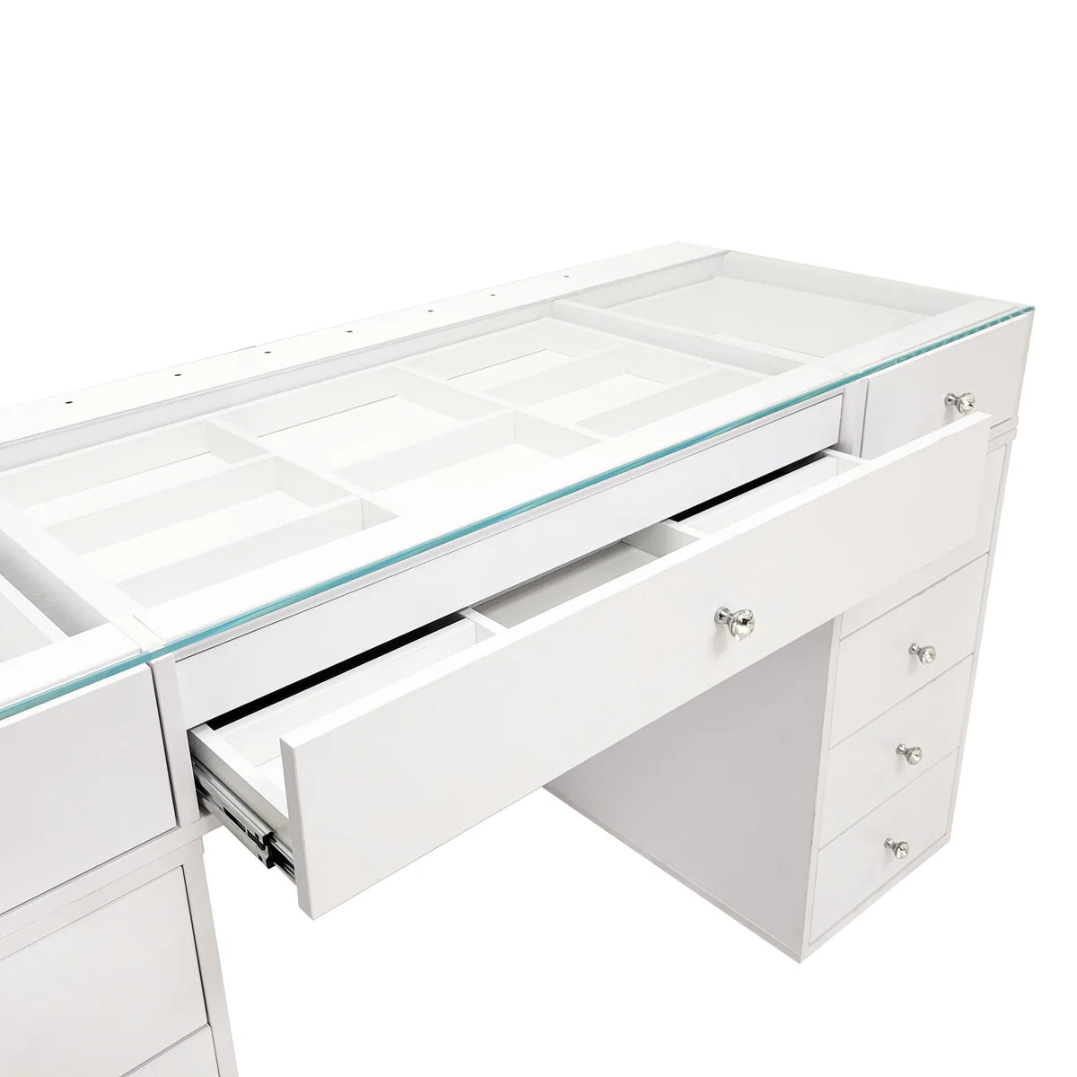 Tocador SlayStation Naomi con tablero de vidrio y 4 cajones