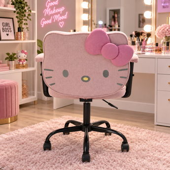 Hello Kitty Linen Swivel Vanity Chair w/Armrest