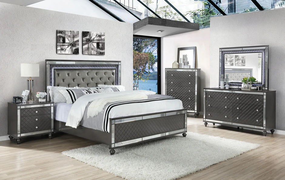 B1670 REFINO CONJUNTO DE DORMITORIO GRIS