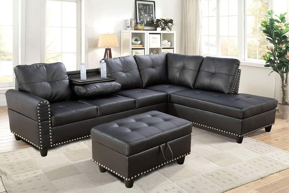 F09912B PU Sectional + Ottoman Set