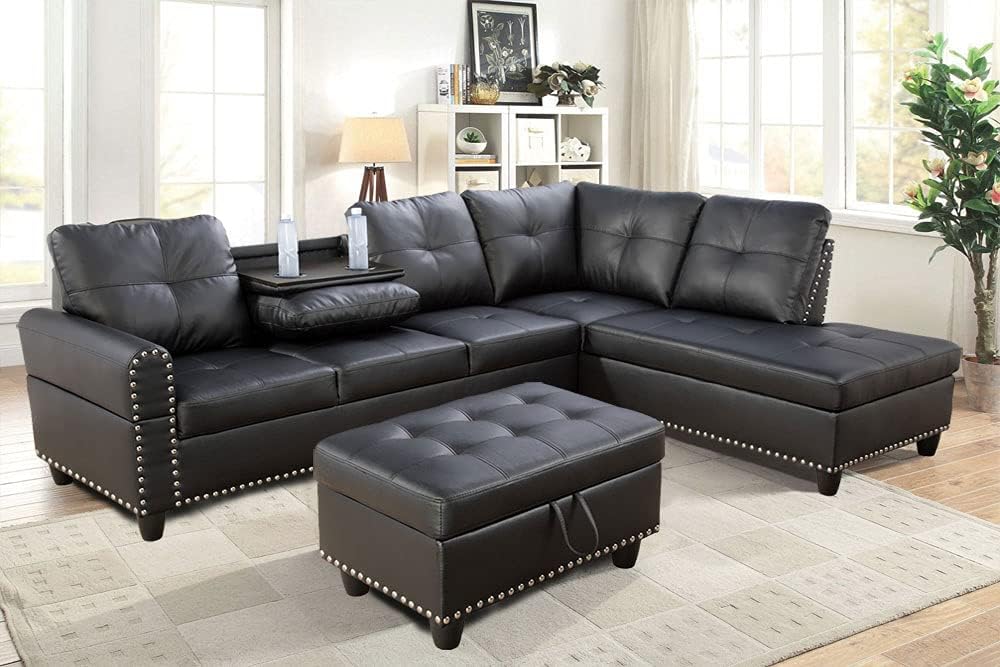 F09912B PU Sectional + Ottoman Set