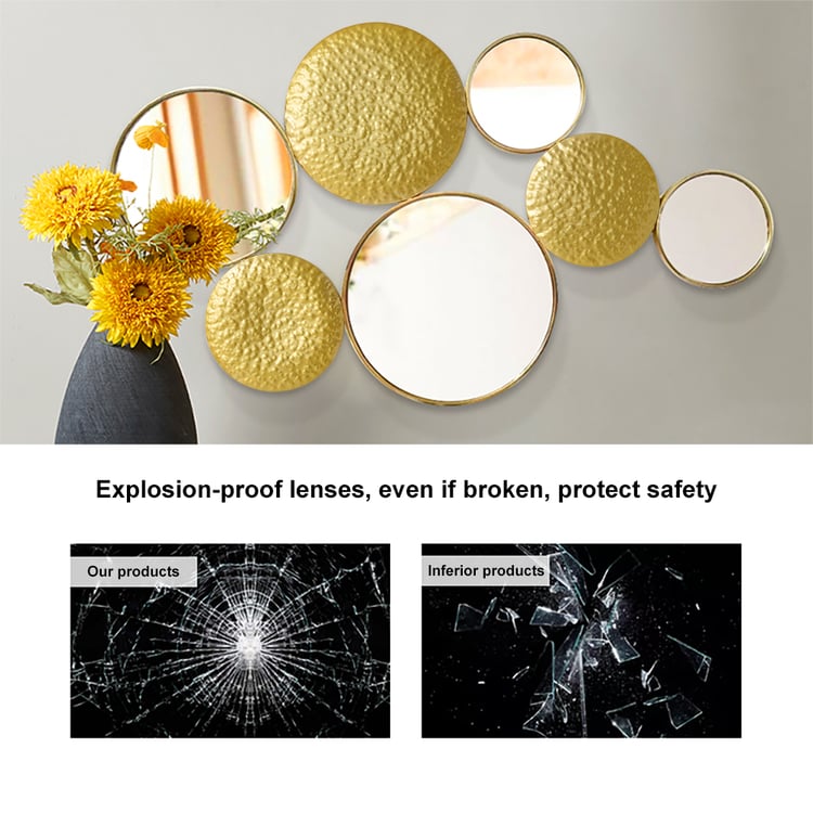 Juego de espejos decorativos de pared con espejo redondo creativo para colgar en la pared. 