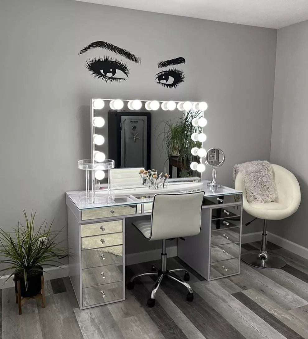 Paquete de mesa con espejo SlayStation Pro 2.0 + espejo de tocador + 5 cajones