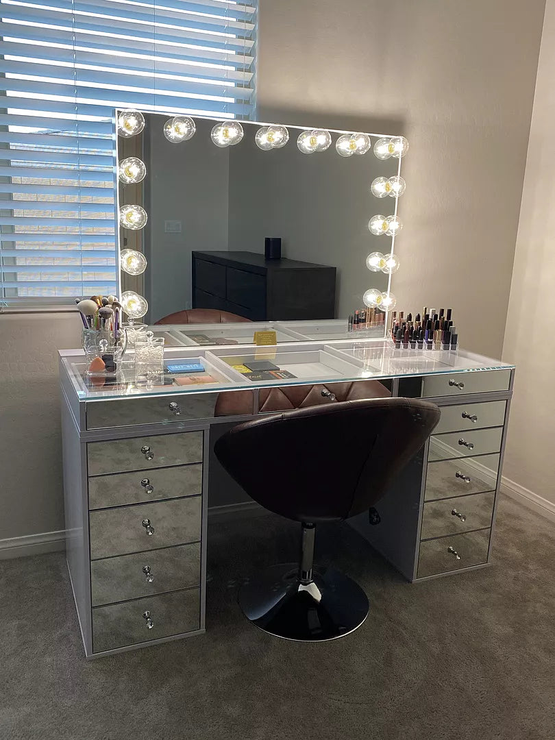 Paquete de mesa con espejo SlayStation Pro 2.0 + espejo de tocador + 5 cajones