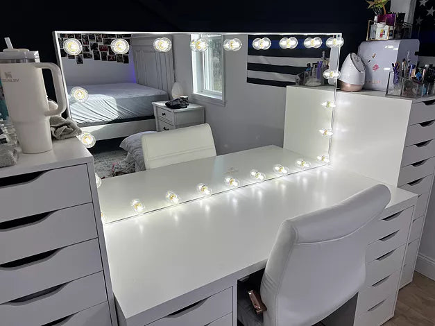 Espejo de tocador extra ancho Hollywood Glow Panorama