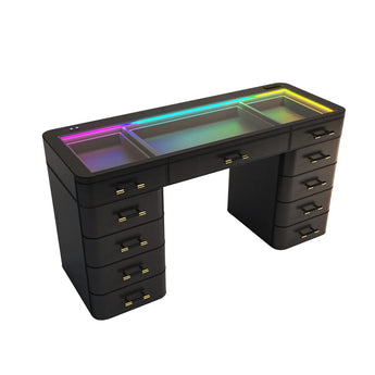 SlayStation Maison Faux Leather Premium Vanity Table w/ RGB Light