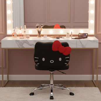 Hello Kitty Faux Leather Swivel Vanity Chair