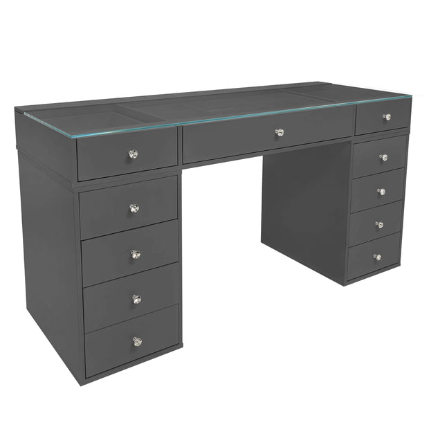 Tocador SlayStation Naomi con tablero de vidrio y 4 cajones