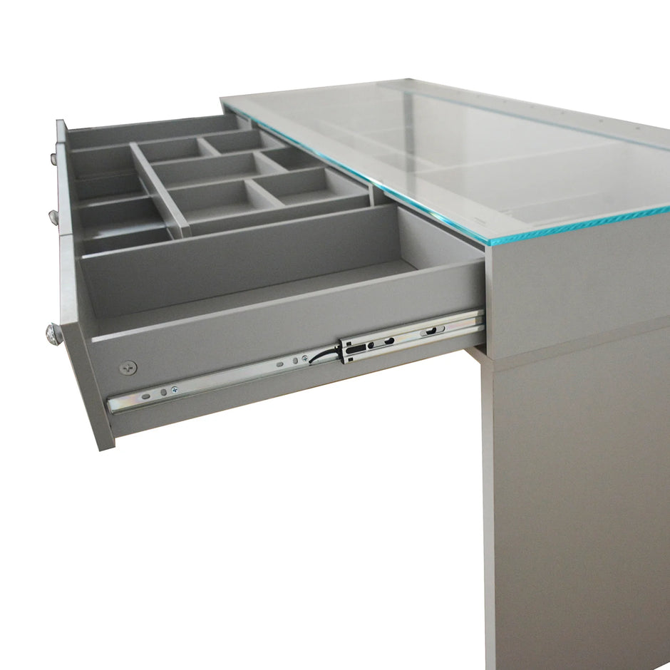 Tocador SlayStation Naomi con tablero de vidrio y 4 cajones