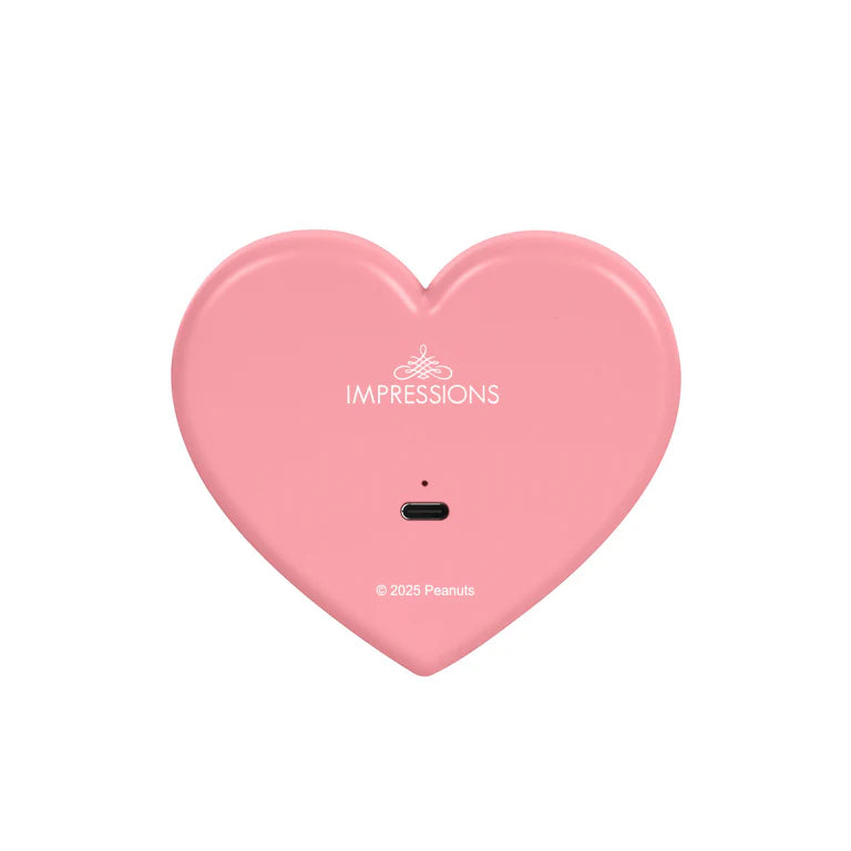 Espejo compacto LED giratorio con forma de corazón y lazo de Snoopy de Peanuts