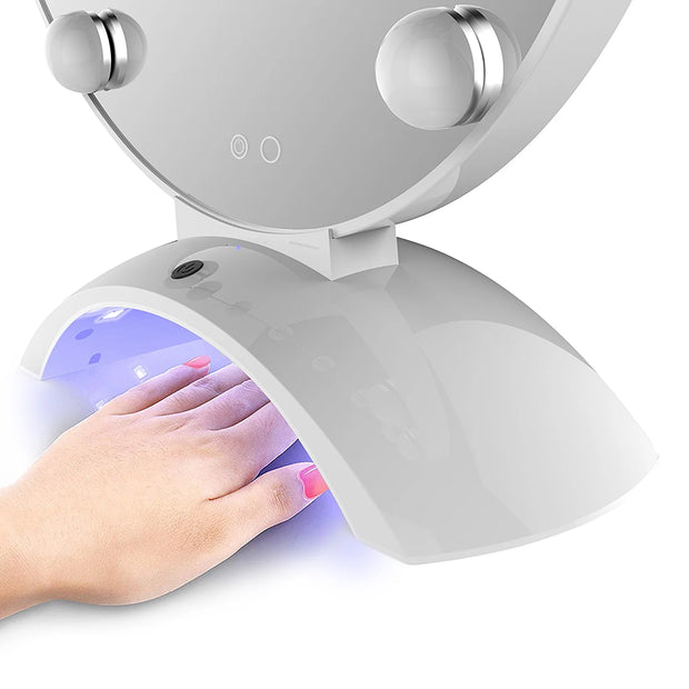 Espejo de maquillaje LED de dos tonos Hollywood Soleil con lámpara de curado de gel UV