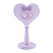 Espejo de maquillaje de mano con forma de corazón y base de pie 