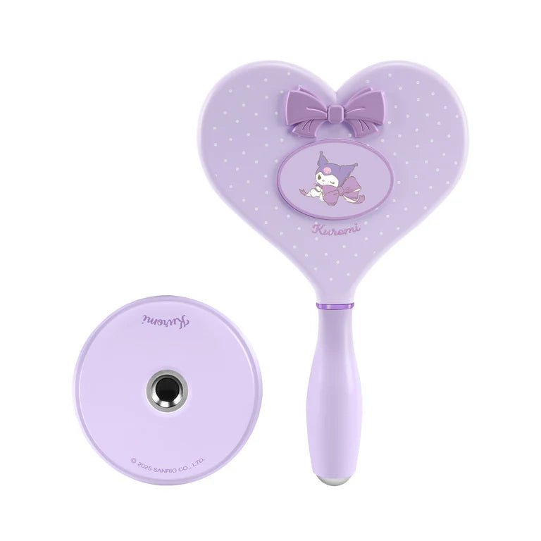 Espejo de maquillaje de mano con forma de corazón y base de pie 