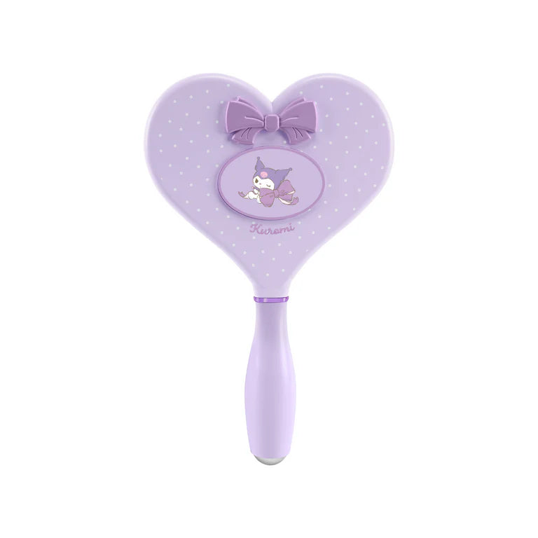 Espejo de maquillaje de mano con forma de corazón y base de pie 