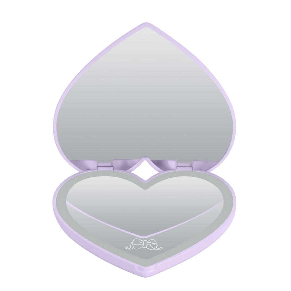 Espejo compacto con forma de corazón LED “Lovely Ribbon” de Kuromi