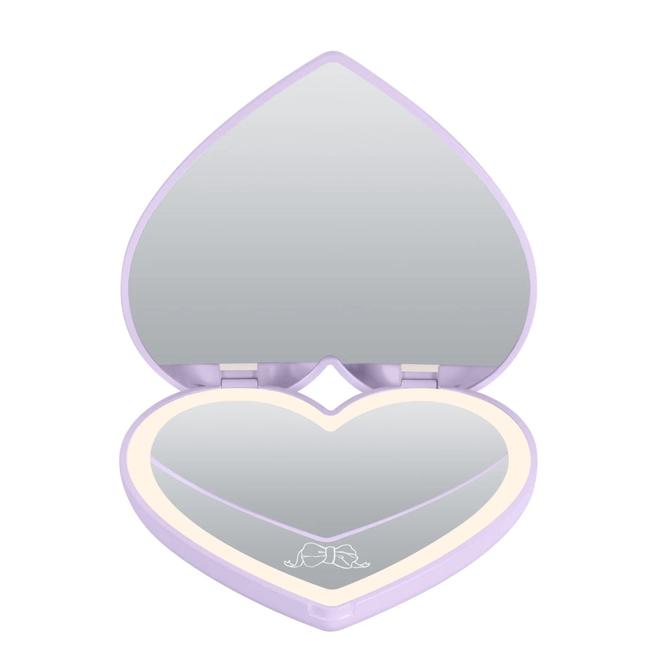 Espejo compacto con forma de corazón LED “Lovely Ribbon” de Kuromi