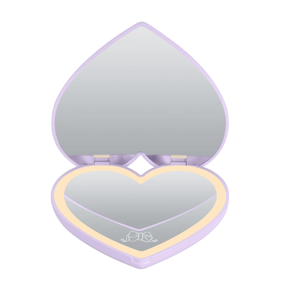 Espejo compacto con forma de corazón LED “Lovely Ribbon” de Kuromi