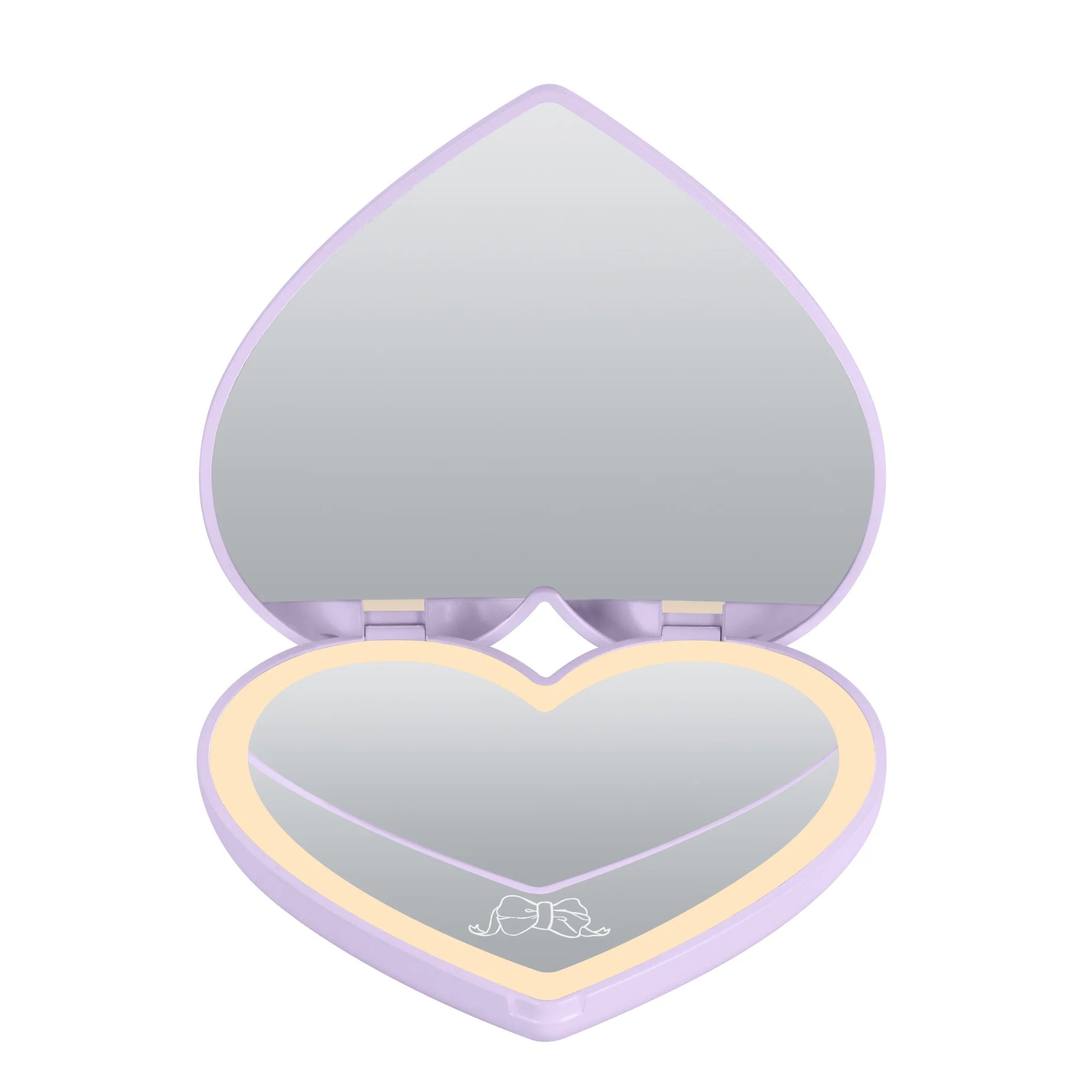 Espejo compacto con forma de corazón LED “Lovely Ribbon” de Kuromi