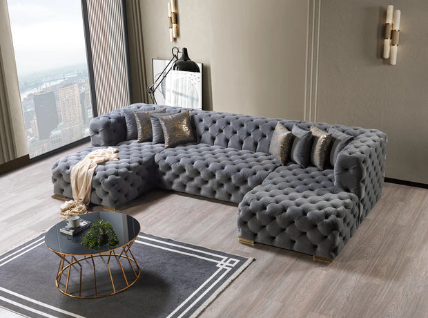 Chaise longue seccional doble de terciopelo Neva