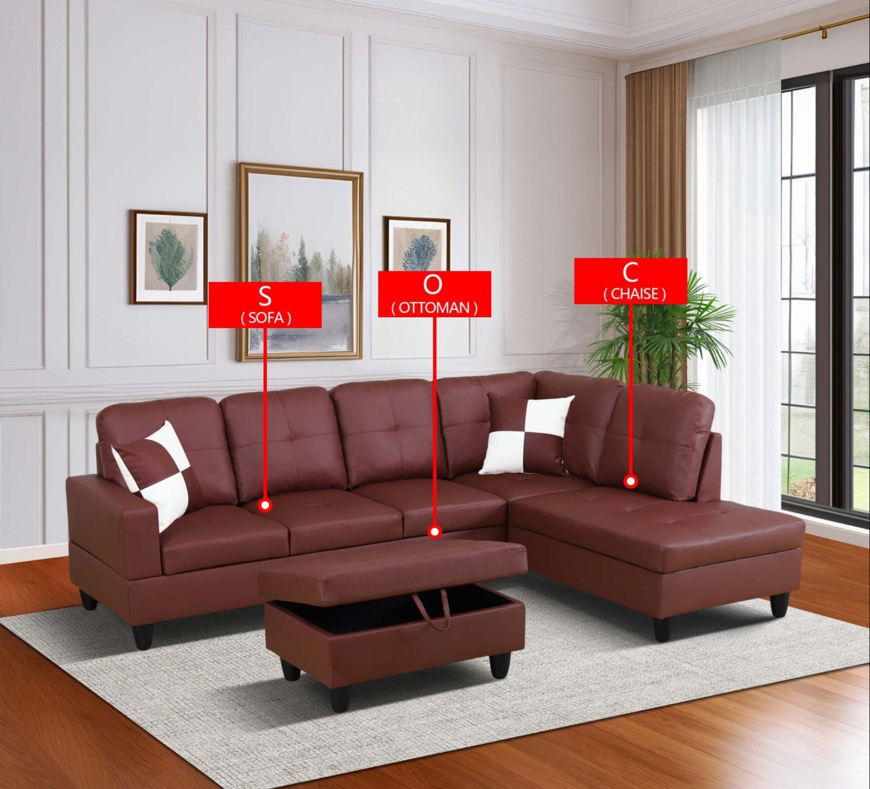 Conjunto seccional + otomana de PU F094B