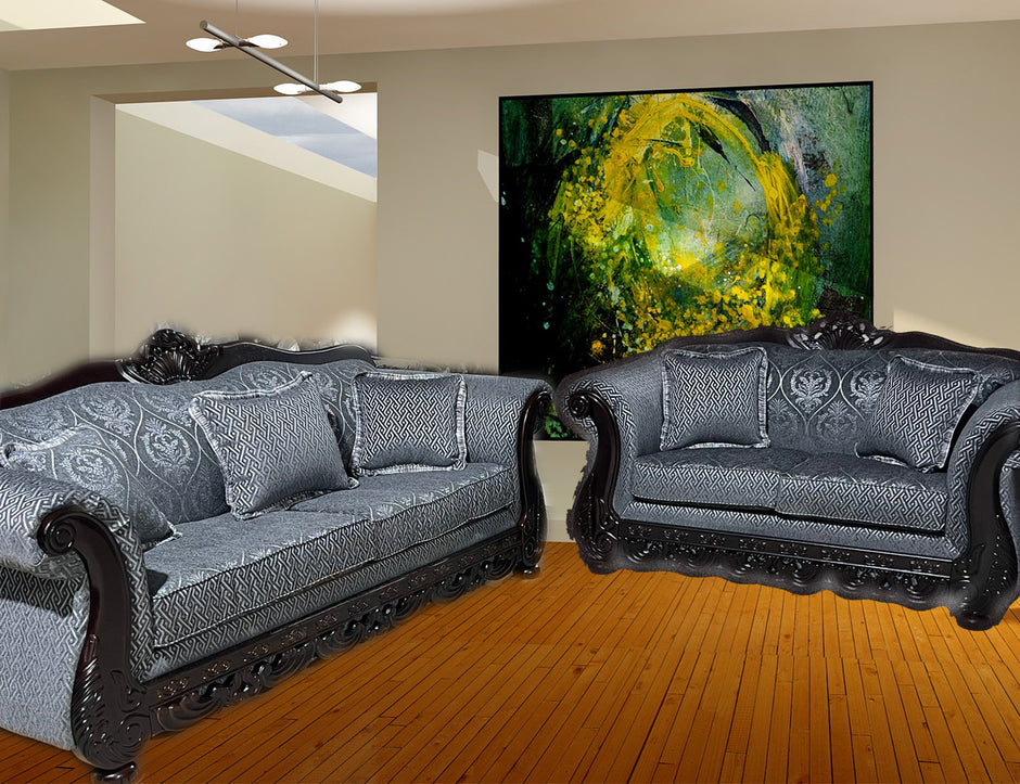 Sofá y loveseat gris 600 