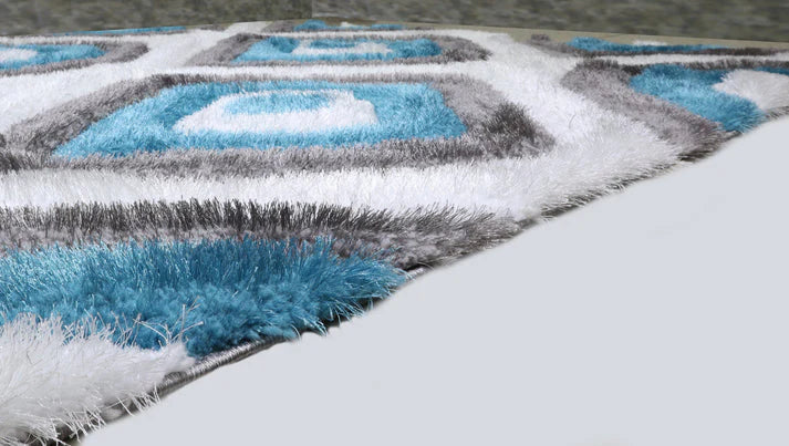 Alfombra Colibri Shaggy 3D Gris - Turquesa 151