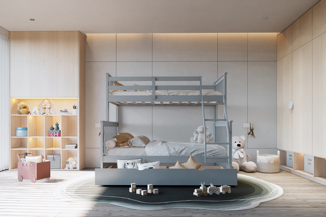 Litera individual/completa BB23 con cama nido individual, color gris