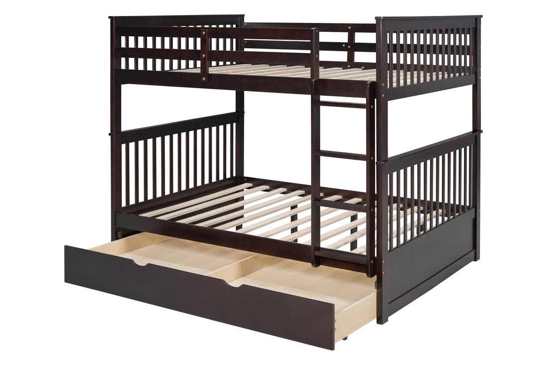 Litera BB30 Full/Full con cama nido individual color espresso