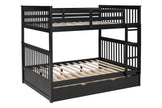 Litera BB32 Full/Full con cama nido individual, color negro