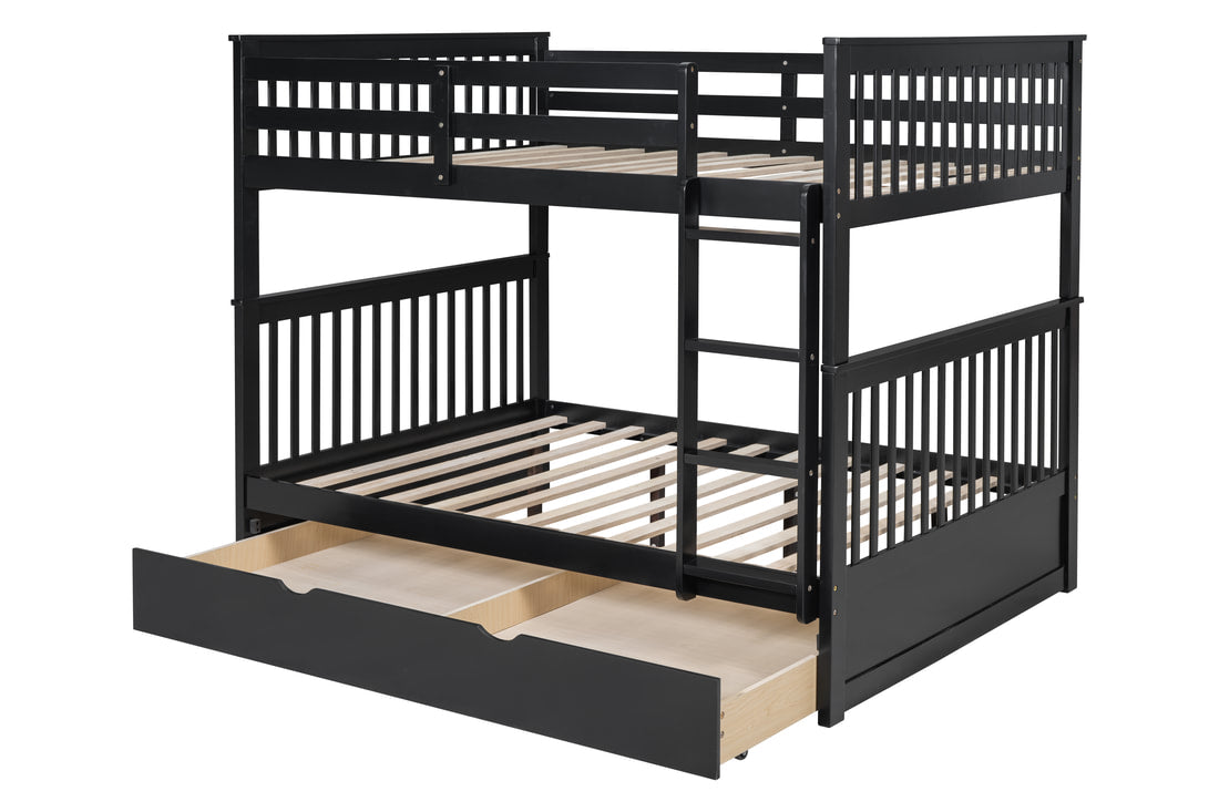 Litera BB32 Full/Full con cama nido individual, color negro