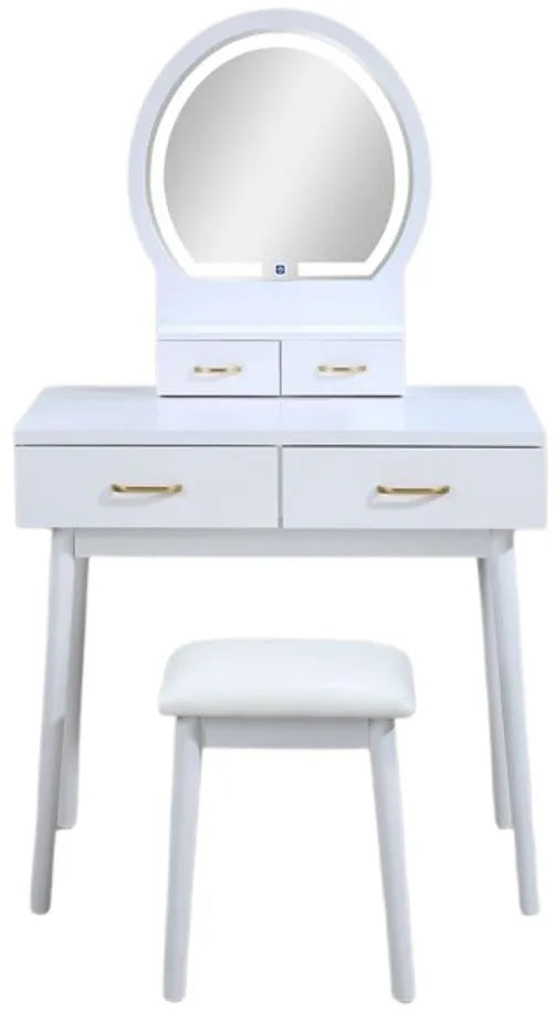 4905SET-WH MESA DE TOCADOR Y TABURETE CECILIA - BLANCO