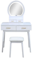 4905SET-WH MESA DE TOCADOR Y TABURETE CECILIA - BLANCO