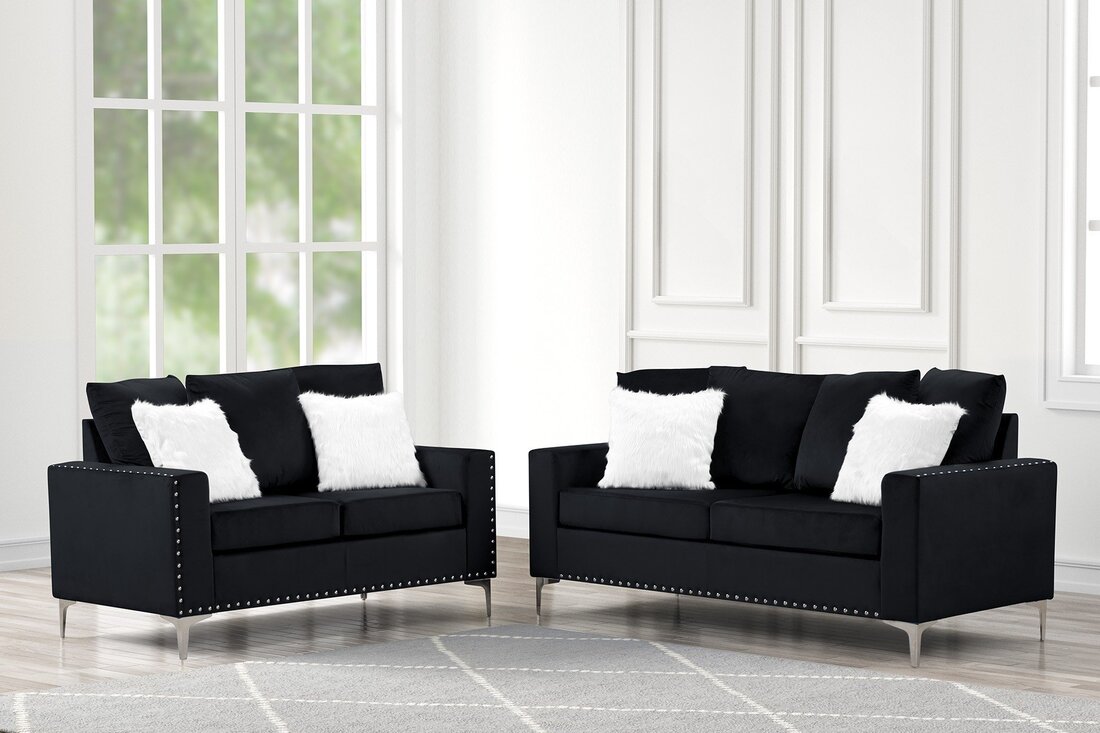 Sofá Cinderella2 Negro + Loveseat