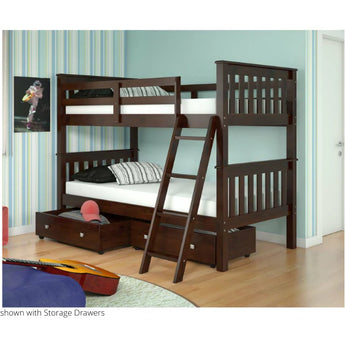 120-1-TTCP Twin/Twin includes Drawers Mission Bunkbed