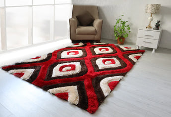 Colibri Shaggy 3D Brown-Red Area Rug 151