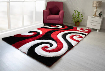 Colibri Shaggy 3D Red Area Rug 555