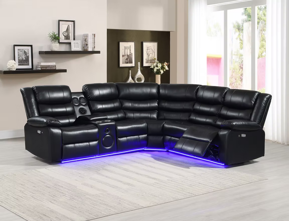 Sillón reclinable seccional Sonic Black S8787