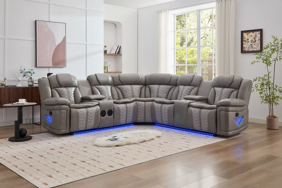 Sillón reclinable seccional gris Innova S2025