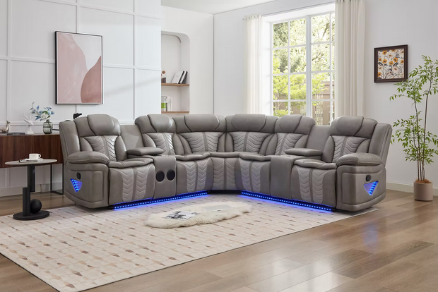 Sillón reclinable seccional gris Innova S2025