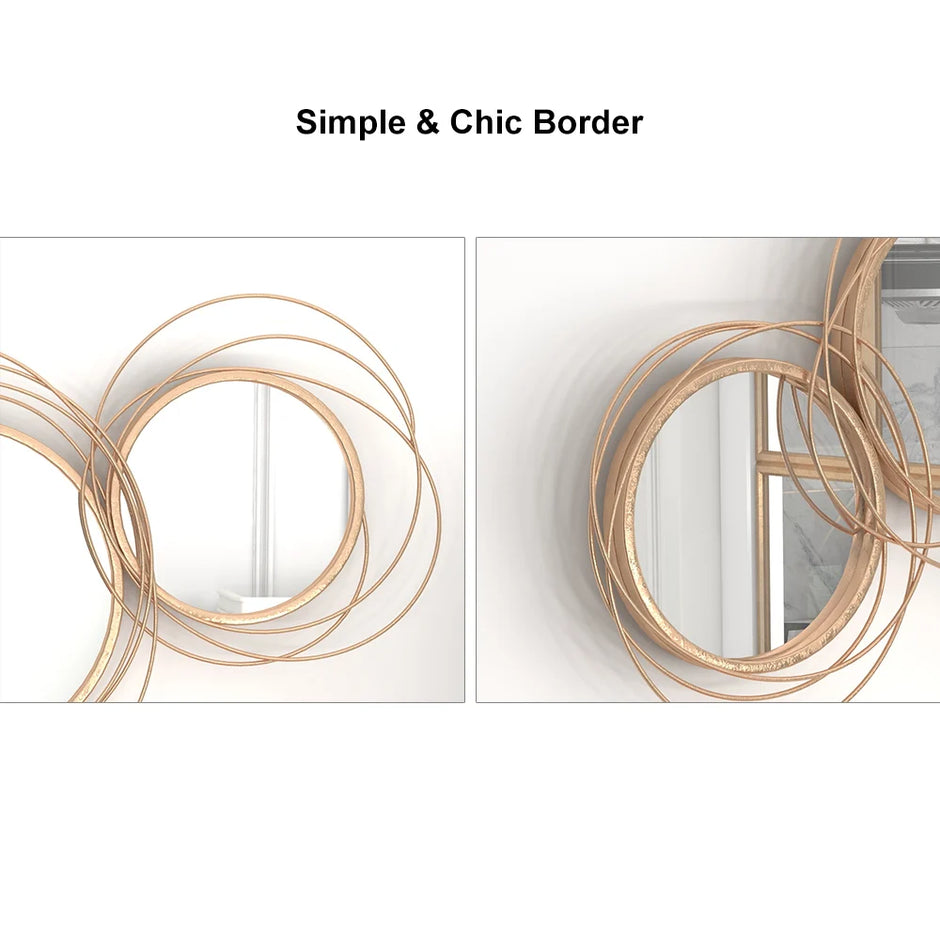 Wall Mirror Creative 3D Overlapping 4 Rings Metal Decor