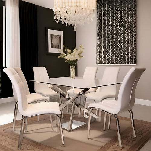 DT7003-RWH Juego de comedor blanco brillante