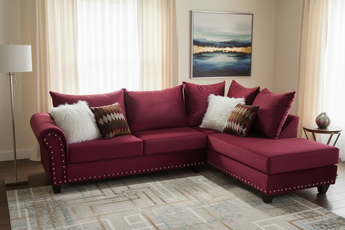 220 Burgundy Sectional Nailheads