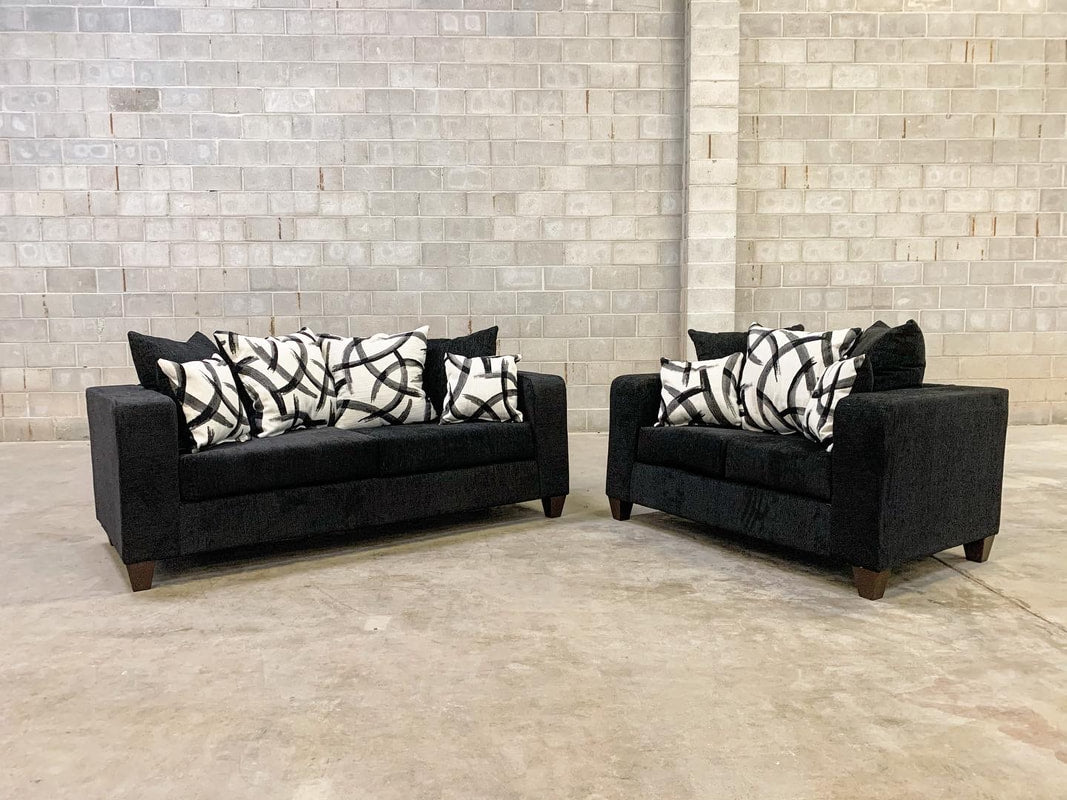 Conjunto de sofá y loveseat negro 110
