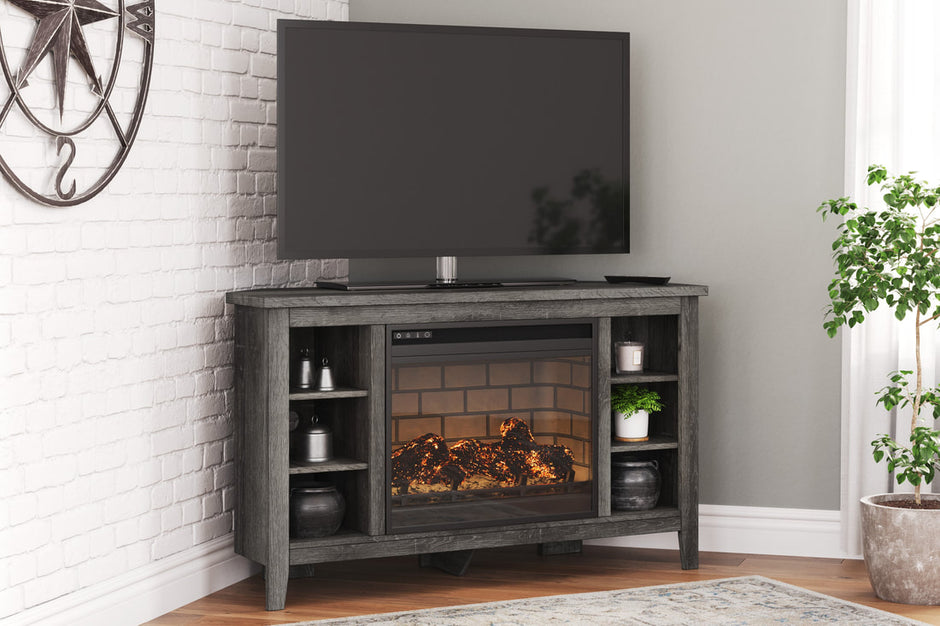 Mueble de TV con chimenea Ashley W275W6, color gris Camiburg