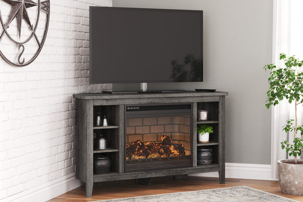 Mueble de TV con chimenea Ashley W275W6, color gris Camiburg