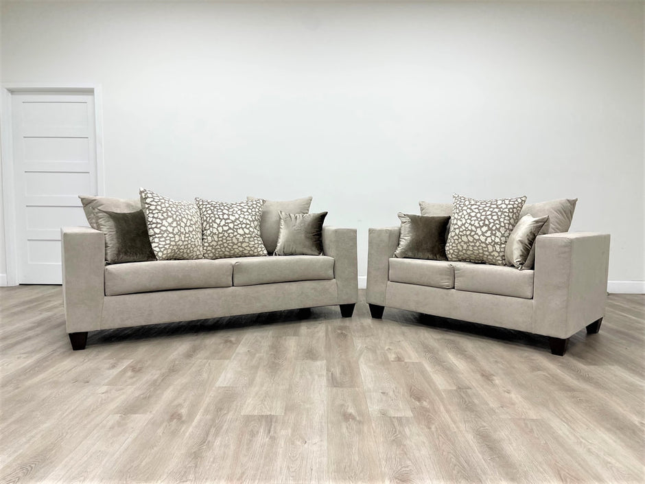 Conjunto de sofá y loveseat beige Hollywood 110