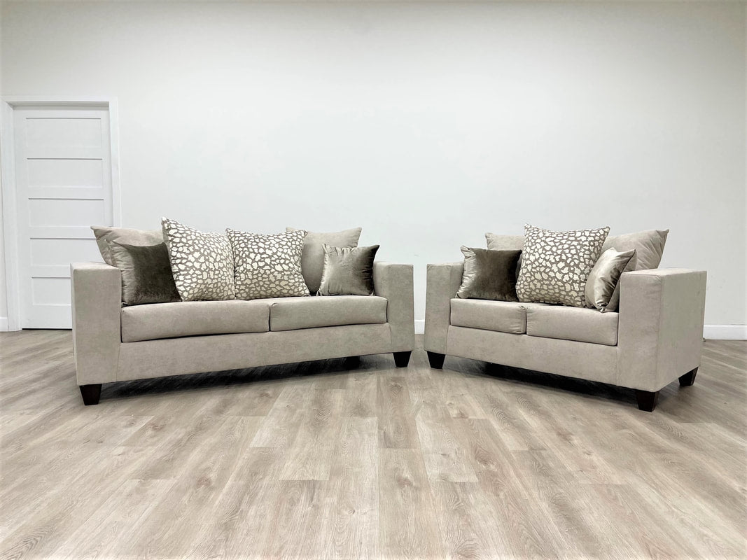 Conjunto de sofá y loveseat beige Hollywood 110