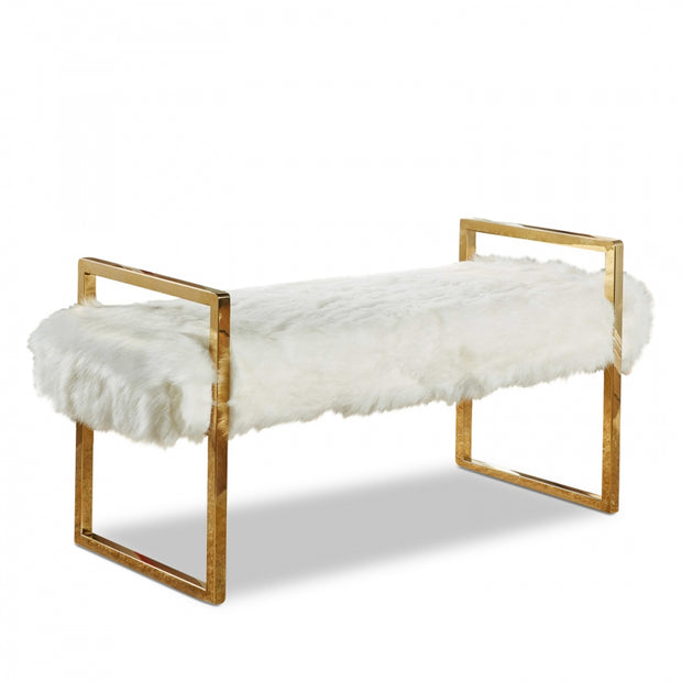 110Fur Chloe banco de piel blanca 